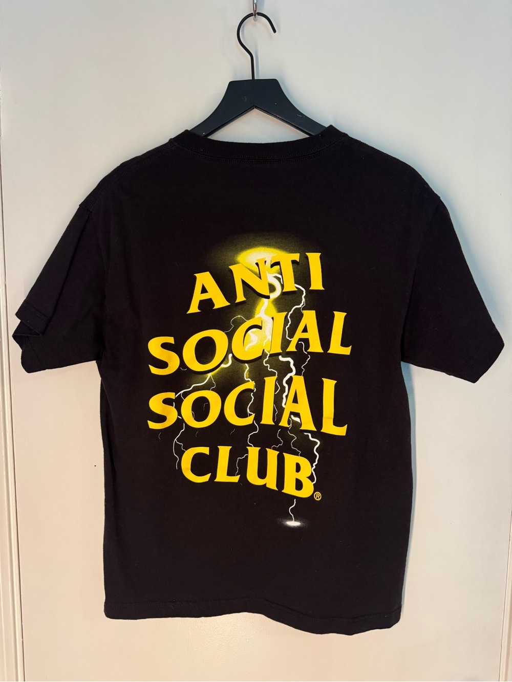 Anti Social Social Club Black Tee with Yellow Lightning Graphic